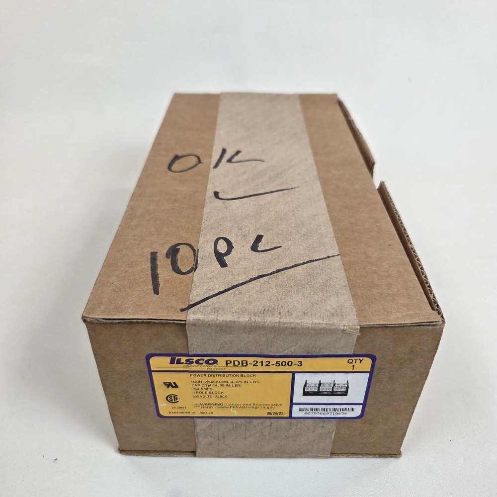 Ilsco Power Distribution Block PDB-212-500-3 760 Amps 600 Volts 3 Pole Block - Picture 3 of 16